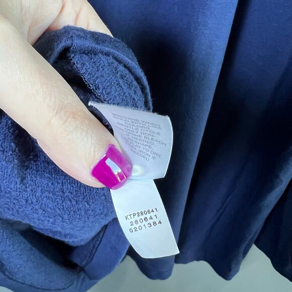 Pure Jill Tranquility Fleece Whipstitched Mock Neck Navy Blue Top Size XL - Picture 9 of 9